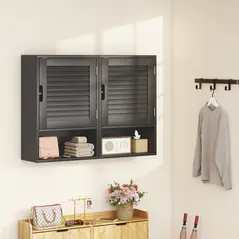 HOMCOM Bathroom Cabinet, Wall Mounted Storage Cabinet with Adjustable Shelves, 40 x 20 x 60 cm, Black - 9