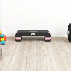 HOMCOM Aerobic Step with 3-Level Adjustable Heights for Home, Office Exercise, Black and Pink - 8