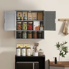 HOMCOM Bathroom Cabinet, Wall Mounted Storage Cabinet with Adjustable Shelves, 60 x 20 x 60 cm, Grey - 8