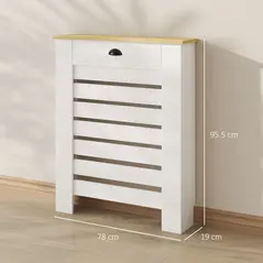 HOMCOM 95.5H x 78Wcm Radiator Cover, with Drawer - White - 3