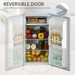 HOMCOM 91 Litre Freestanding Under Counter Fridge Freezer, Small Fridge with Chiller Box, Adjustable Thermostat, 47.5cm Wide, Grey - 7