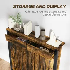 HOMCOM 93 x 88.5cm Rustic-Look Radiator Cover - Brown/Black - 4