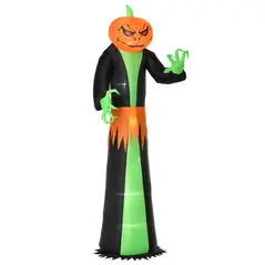 HOMCOM 9FT Inflatable Halloween Pumpkin Ghost with Build in LED,  Outdoor Lighted Blow Up Inflatables for Party Indoor, Garden, Lawn - 1