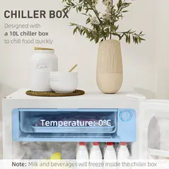 HOMCOM 91L Freestanding Under-Counter Fridge with Lock - White - 5