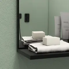 HOMCOM Bamboo Panel Bathroom Mirror, with Shelves - 9