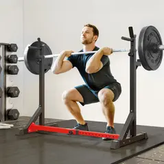 HOMCOM Barbell Rack, Width and Height Adjustable Dip Stand, Bench Press Rack for Home Gym Weight Lifting Fitness Workout, Max Load 150kg - 2