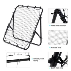 HOMCOM Adjustable Rebounder Net Kickback Target Goal for Teens Adults Training, Black - 6