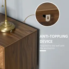 HOMCOM Bedside Table with Two Drawers, Side Cabinet Storage Unit with Metal Handles, Organisation Furniture for Living Room, Bedroom, Walnut Brown - 6