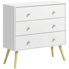 HOMCOM Chest of Drawers, 3-Drawer Storage Organiser Unit with Wood Legs for Bedroom, Living Room, White - 1