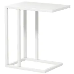 HOMCOM C Shape Bedside Table w/Metal Frame Wood-Effect Top Sofa Narrow Snack End Table for Living Room, White - 1