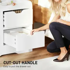 HOMCOM Bedside Table with 2 Drawers and Open Shelves - High Gloss White - 6