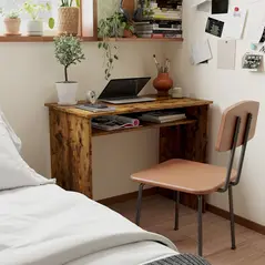 HOMCOM Boxy Work Desk, with Shelf - Wood-Effect - 7