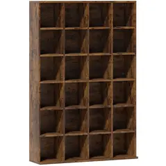 HOMCOM CD Storage Unit with Adjustable Shelves, 89 x 130.5 cm, Rustic Brown - 1