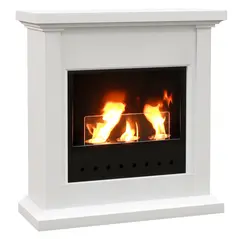HOMCOM Bioethanol Fire Heater, with Mantelpiece - White - 1