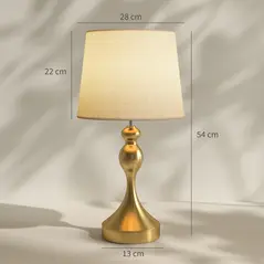 HOMCOM Bedside Lamps Set of 2, Modern Table Lamps with 3 Colour Temperatures, USB A+C Charging Ports and Linen Shade for Living Room Bedroom Office, Gold Tone - 3