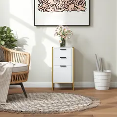 HOMCOM Bedroom Chest of Drawers, Industrial 3-Drawer Dresser, Storage Drawers Unit with Metal Frame for Living Room, White - 7