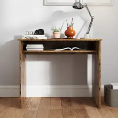 HOMCOM Boxy Work Desk, with Shelf - Wood-Effect - 8