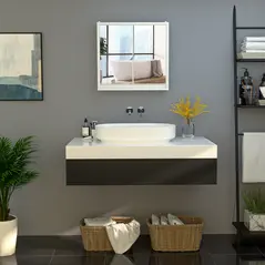 HOMCOM Bathroom Mirror Cabinet Wall Mounted Storage Shelf Bathroom Cupboard Double Door, White - 2