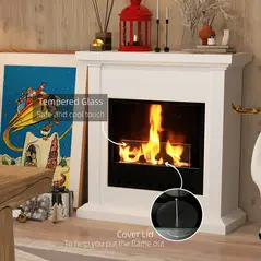 HOMCOM Bioethanol Fire Heater, with Mantelpiece - White - 6