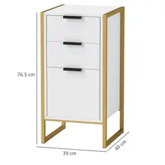 HOMCOM Bedroom Chest of Drawers, Industrial 3-Drawer Dresser, Storage Drawers Unit with Metal Frame for Living Room, White - 3