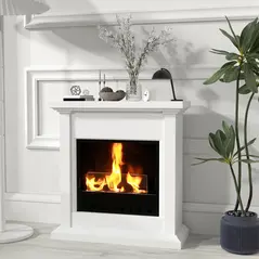 HOMCOM Bioethanol Fire Heater, with Mantelpiece - White - 8