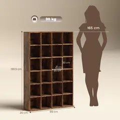 HOMCOM CD Storage Unit with Adjustable Shelves, 89 x 130.5 cm, Rustic Brown - 3