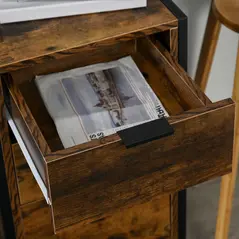 HOMCOM Bedroom Chest of Drawers Set of 2, Industrial 3-Drawer Dresser, Storage Drawers Unit with Metal Frame for Living Room, Rustic Brown - 6