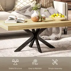 HOMCOM Bold Rustic Block Coffee Table - Wood-Effect - 6
