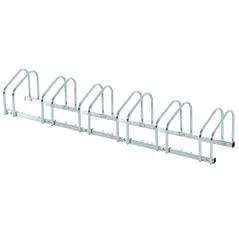 HOMCOM Bike Stand Parking Rack Floor or Wall Mount Bicycle Cycle Storage Locking Stand 179L x 33W x 27H (6 Racks, Silver) - 1