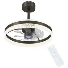 HOMCOM Ceiling Fan with LED Light and Remote - Black - 1