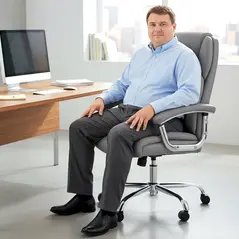 HOMCOM Big and Tall Office Chair 180kg with Spring Cushion, PU Leather - Grey - 9