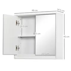 HOMCOM Bathroom Mirror Cabinet Wall Mounted Storage Shelf Bathroom Cupboard Double Door, White - 3