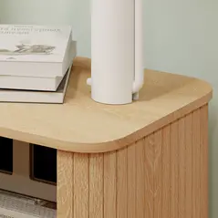 HOMCOM Bedside Table, Nordic Side Table with Roller Shutter Style Sliding Doors and Metal Legs for Bedroom, Living Room, Oak Tone - 8