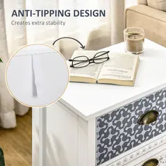 HOMCOM Bedside Table Set of 2 Chest of 3 Drawers Shabby Chic Nightstands with Metal Handle Sofa Side Table for Living Room, Bedroom,Purple - 6