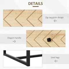 HOMCOM Bedroom Chest of Drawers, 6 Drawer Dresser, Sideboard Cabinet with Zigzag Design and Metal Base, Storage Drawer Unit, 120x71cm, Natural - 5