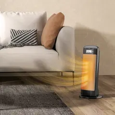 HOMCOM Ceramic Space Heater, 2000W Fan Electric Heater with 4 Modes, Adjustable Thermostat, 55° Oscillation, Tip-Over and Overheat Protection for Bedroom, Home Office, Black - 9