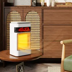 HOMCOM Ceramic Electric Heater, 1500W Fan Space Heater with 3 Modes, 24H Timer, Flame Effect, Oscillation for Bedroom, White - 2