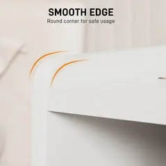 HOMCOM Bedside Table with 2 Drawers and Open Shelves - High Gloss White - 4