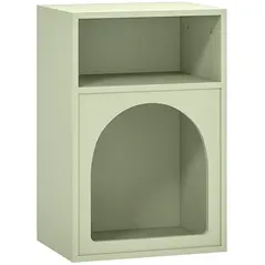HOMCOM Bedside Table with 2 Open Compartments - Light Green - 1