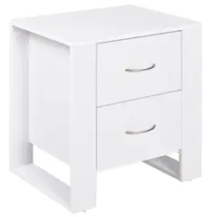 HOMCOM Bedside Table with 2 Drawers, Nightstand with Handles and Elevated Base, Side Table for Bedroom, Living Room, White - 1