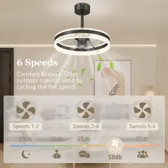 HOMCOM Ceiling Fan with LED Light and Remote - Black - 5