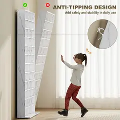 HOMCOM CD Storage Unit with Adjustable Shelves, 102 x 195 cm, Marble Effect - 6