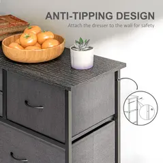 HOMCOM Bedroom Chest of Drawers, 10 Drawer Dresser with Foldable Fabric Drawers and Steel Frame, Black - 6