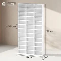 HOMCOM CD Storage Unit with Adjustable Shelves, 102 x 195 cm, Marble Effect - 3