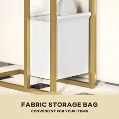 HOMCOM C Shaped Side Table with Charging Station and Faux Marble Top - White - 6