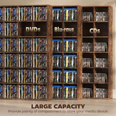 HOMCOM CD Storage Unit with Adjustable Shelves, 89 x 130.5 cm, Rustic Brown - 4