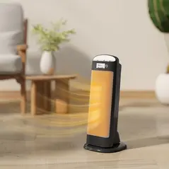 HOMCOM Ceramic Space Heater, 2000W Fan Electric Heater with 4 Modes, Adjustable Thermostat, 55° Oscillation, Tip-Over and Overheat Protection for Bedroom, Home Office, Black - 2