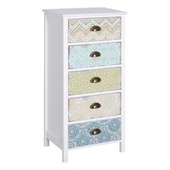 HOMCOM Chest of 5 Drawers Bedside Cabinet Side Storage Chest Entryway Living Room Bedroom Furniture Organizer Unit - 1