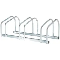 HOMCOM Bike Stand Parking Rack Floor or Wall Mount Bicycle Cycle Storage Locking Stand 76L x 33W x 27H (3 Racks, Silver) - 1