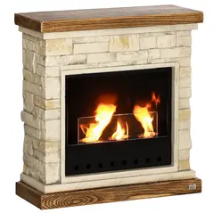HOMCOM Bioethanol Fire Heater, with Brickwork-Effect Mantelpiece - Brown - 1